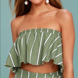 Faithfull the Brand green and white striped top